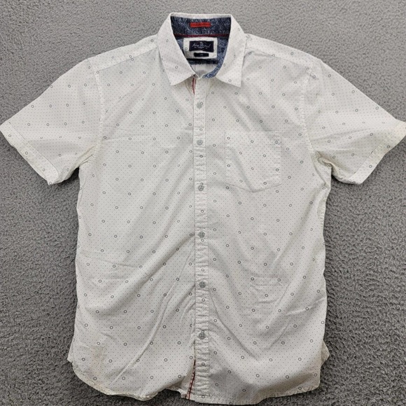 Across the Pond Shirt‎ Mens Large White Short Sleeve Button Up Craft & Tradition - Picture 1 of 16